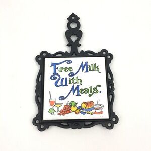 Vintage Ceramic Cast‎ Iron Decorative Trivet Wall Hanging Free Milk with Meals